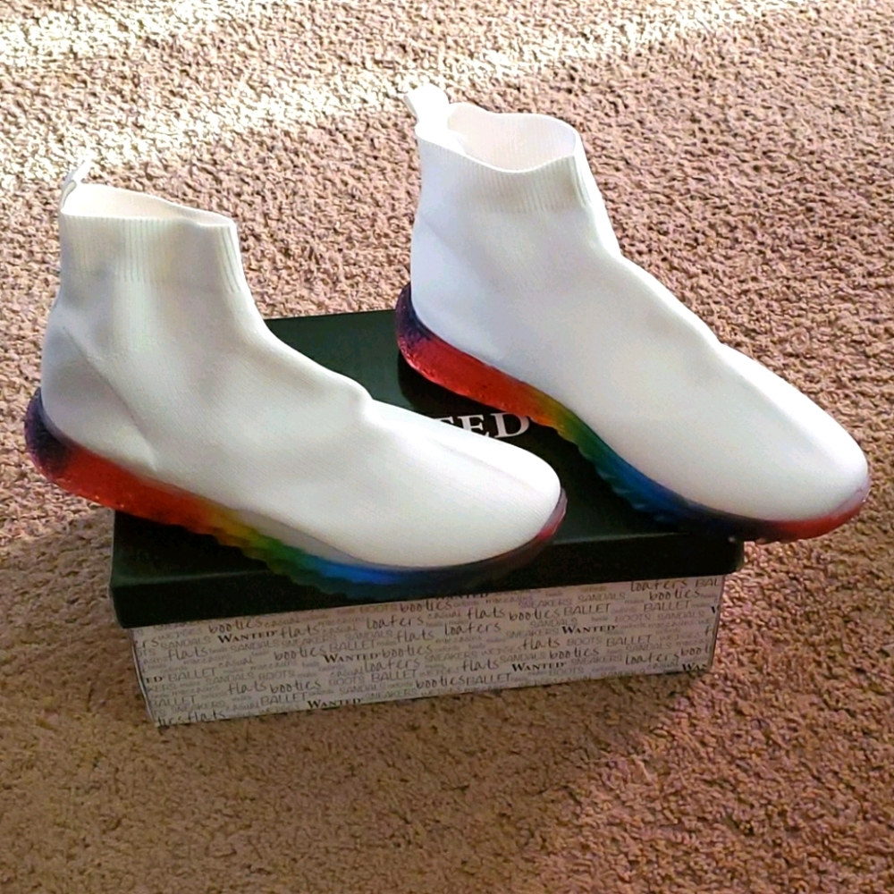 WOMENS WHITE MULTICOLOR RAINBOW SNEAKERS